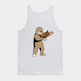 Cartoon sloth playing the violin Tank Top